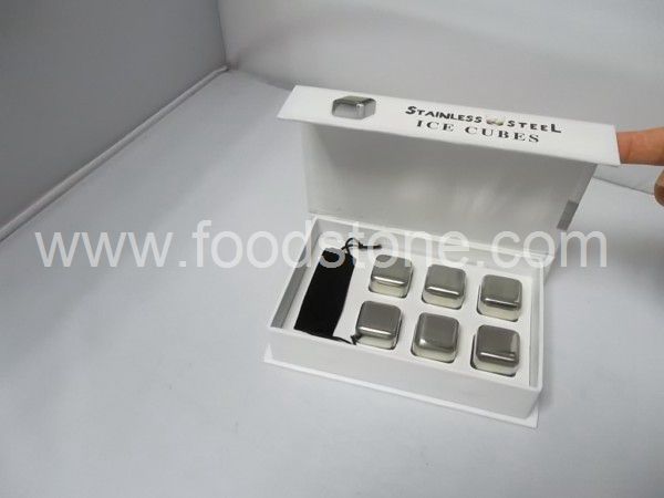 Six Stainless Steel Ice Cubes in Gift Box