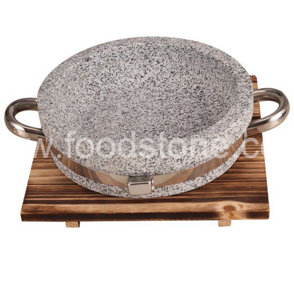 Stone Cooking Bowl with Wood Tray